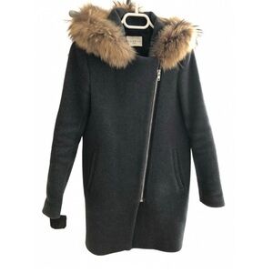 Sandro grey Mary fur wool coat